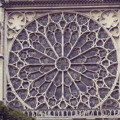 Architectural details of Cathedral Notre Dame de Paris.