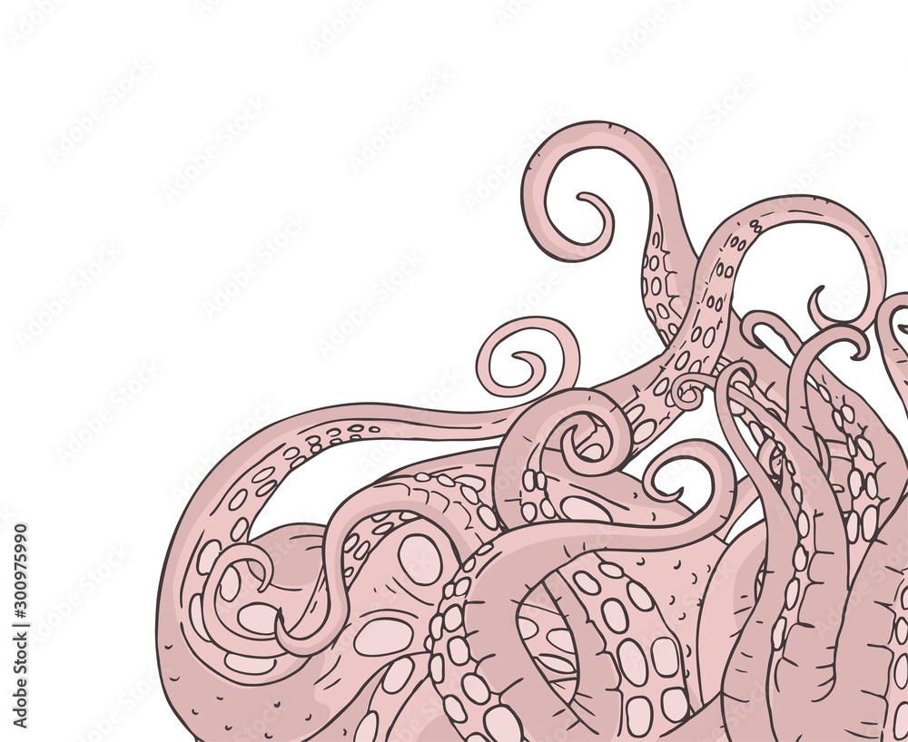 Wall mural octopus creature illustration