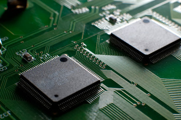 Close up shot memory board with SMD chip