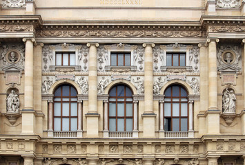 old building facade with sculptures in Vienna Austria