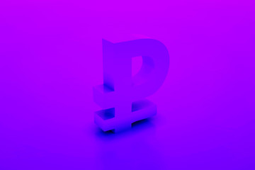 Obraz premium Symbol of russian ruble isolated on purple color background. 3d illustration