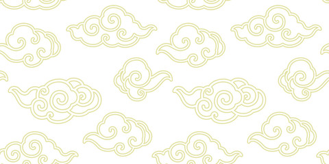 Chinese cloud line vector seamless wallpaper