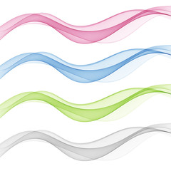 Abstract smooth color wave vector set on white background. Curve flow motion illustration Vector