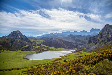 Panoramic of the lakes of Covadonga, Asturias