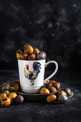 Easter colored quail eggs, painting Easter eggs with natural dyes