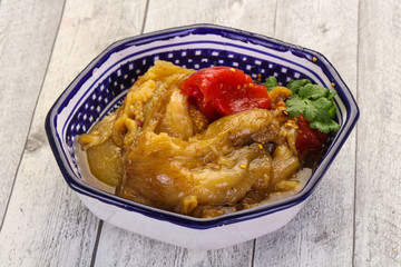 Caucasian cuisine - baked eggplant and tomato