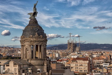 Fototapeta na wymiar Panorama of Barcelona, Sagrada Familia
