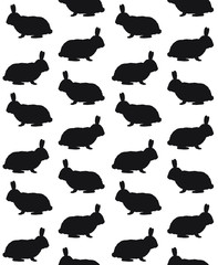 Fototapeta premium Vector seamless pattern of black rabbit silhouette isolated on white background