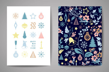 Merry Christmas greeting card. Hand drawn illustration. Winter theme greeting card. - 300980325
