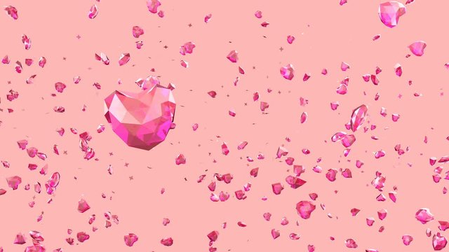 red ruby hearts falling down