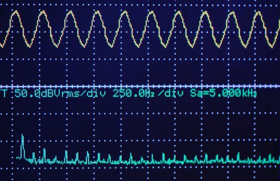 Close-up an oscilloscope monitor