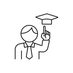 successful student - minimal line web icon. simple vector illustration. concept for infographic, website or app.