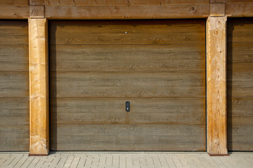 garage door in wooden building