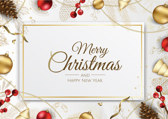 Holiday banner Merry Christmas and Happy New Year.