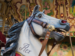 Pferdekopf Nahaufnahme historisches Karussel, Jahrmarkt