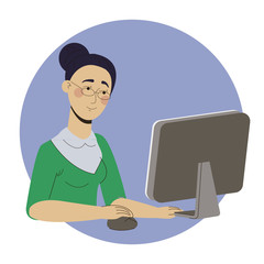 Girl freelancer working at home office web