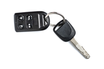 Car key with remote control isolated on white background