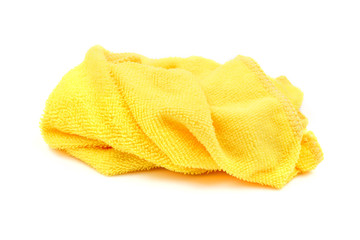 Yellow cloth rag isolated on white background