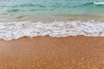 A running wave on the sandy shore.