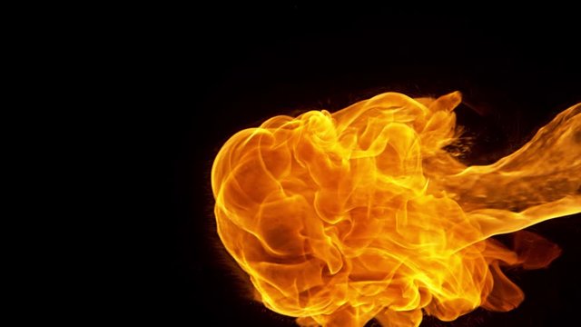 Super Slow Motion Shot of Fire Flame Isolated on Black Background at 1000fps.