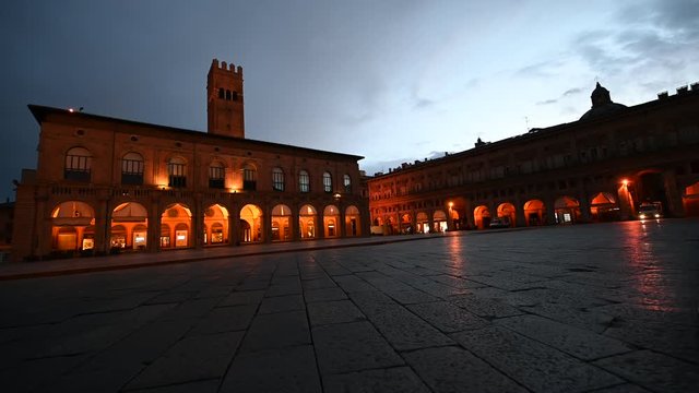 Bologna, Italy - The monuments and palaces of the city at dawn