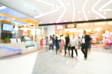 Blurred image of people shopping in department store