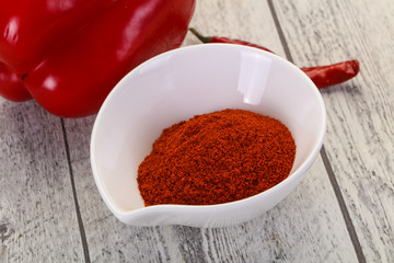 Paprika powder in the bowl