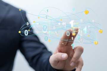 Business Man Hand Writing Social Network