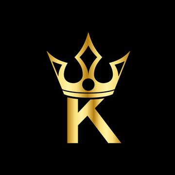 Golden Letter Letter K Logo. The crown of the king and queen with the logo letter K Initial Letter K Design Vector Luxury Golden