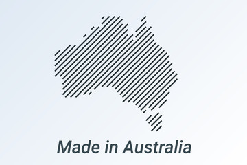 Made in Australia, striped map in a black strip on a silver background © dmutrojarmolinua