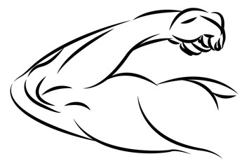 Brazo musculoso hecho de trazos.