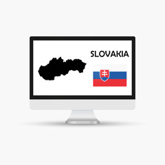 Computer monitor with a flag and map country Slovakia.
