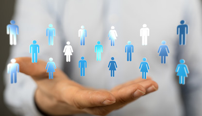 Stack of hands showing unity and teamwork  3d.