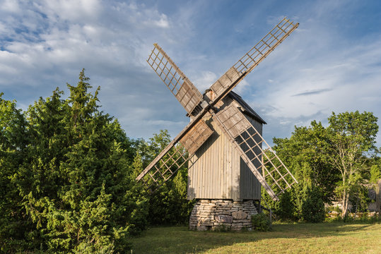 Windmill on the island Muhu in the Baltic Sea; Estonia