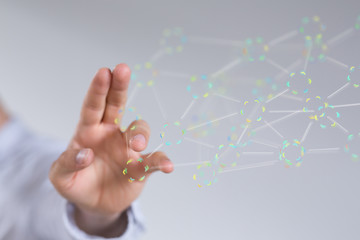 Stack of hands showing unity and teamwork 3d.