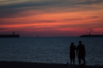 love at the beach, lovers sunset
