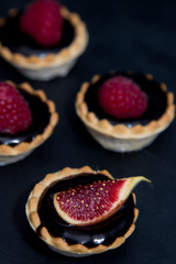 fig and chocolate fruit cakes closeup