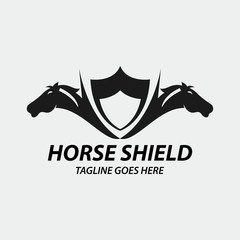 Horse shield logo design template. Vector illustration
