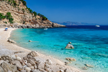 Sardinia, holidays, The beaches near Cala Biriola, sea with crystal clear azure water. Italy, the best beaches in Sardinia.
