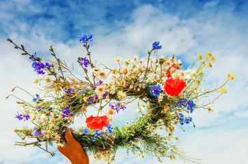 Wreath of summer wildflowers