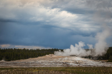 Fototapeta na wymiar Old Faithful Eruption at Yellowstone National Park