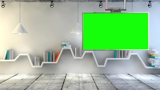 Virtual Library Educational Virtual Set Background for Virtual Sets and Green Screen Video Productions