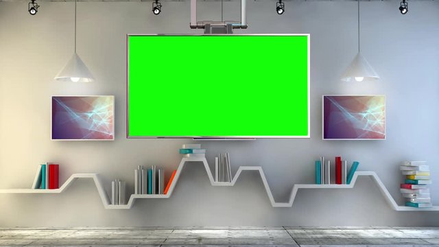 Virtual Library Educational Virtual Set Background for Virtual Sets and Green Screen Video Productions