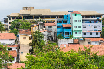 Fototapeta na wymiar Skyline with poorly built buildings in Itapua neighborhood - Salvador, Bahia (Brazil)