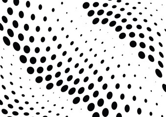 Abstract halftone wave dotted background. Futuristic twisted grunge pattern, dot, circles.  Vector modern optical pop art texture for posters, business cards, cover, labels mock-up, stickers layout