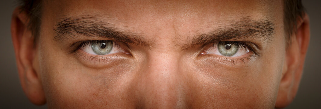 close-up macro shot of human eyes