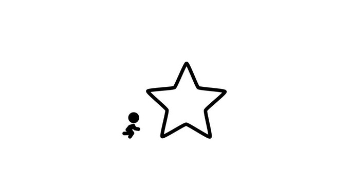 Animation of stickman giving rating stars