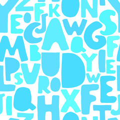 Vector seamless background with colorful letters. Alphabet. Can be used for wallpaper, pattern fills, web page, surface textures, textile print, wrapping paper