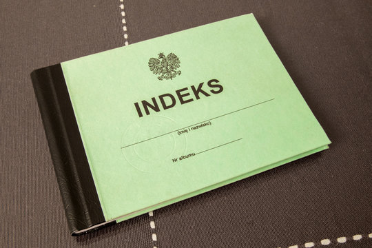 Indeks uczelni wyższej. Studia, sesja.