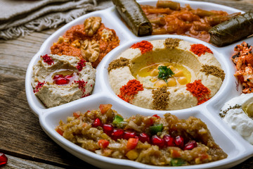 Lebanese Maza on wooden table